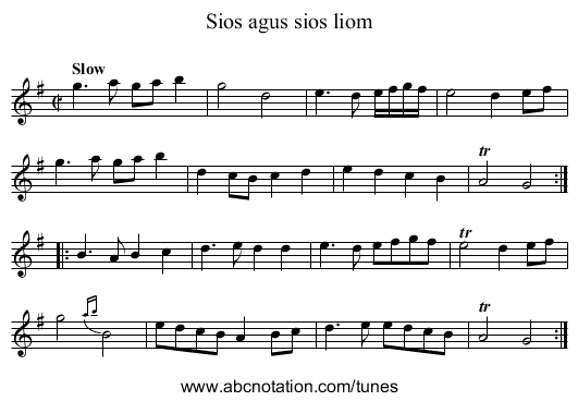 Sios agus sios liom - staff notation