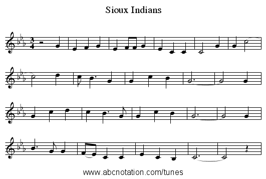 Sioux Indians - staff notation