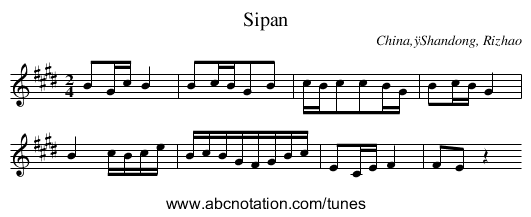 Sipan - staff notation