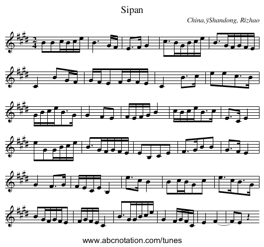 Sipan - staff notation