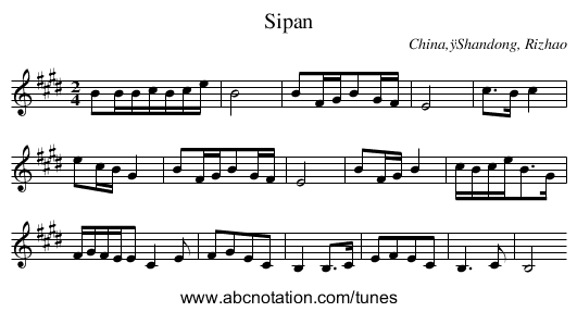 Sipan - staff notation