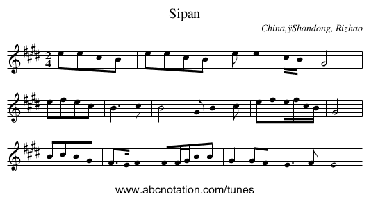 Sipan - staff notation