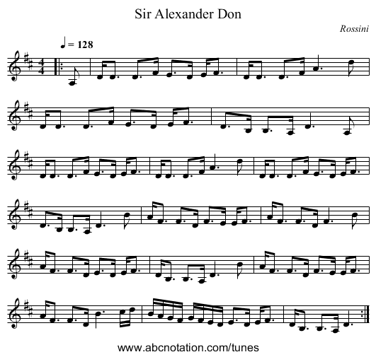 Sir Alexander Don - staff notation