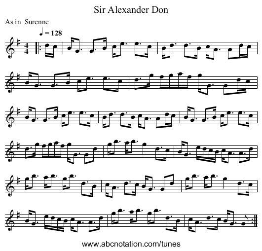 Sir Alexander Don - staff notation