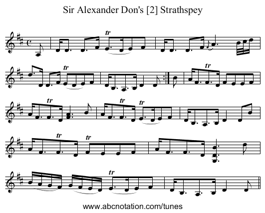 Sir Alexander Don's [2] Strathspey - staff notation