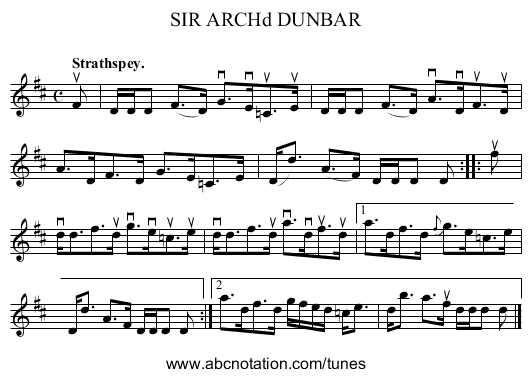 SIR ARCHd DUNBAR - staff notation