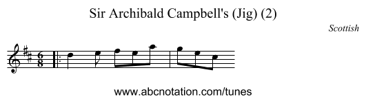 Sir Archibald Campbell's (Jig) (2) - staff notation