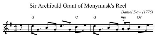 Sir Archibald Grant of Monymusk's Reel - staff notation