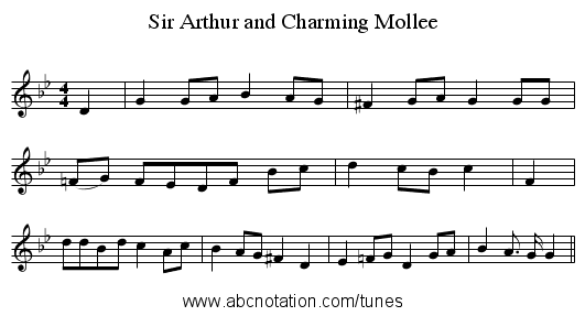Sir Arthur and Charming Mollee - staff notation