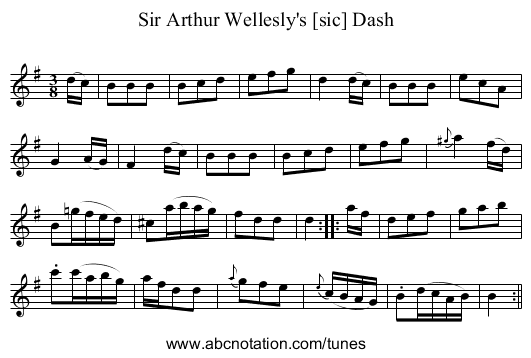 Sir Arthur Wellesly's [sic] Dash - staff notation