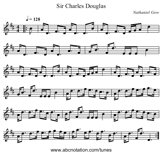 Sir Charles Douglas - staff notation