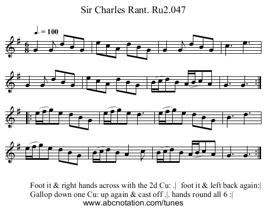 Sir Charles Rant. Ru2.047 - staff notation