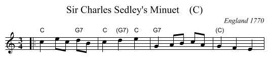 Sir Charles Sedley's Minuet    (C) - staff notation