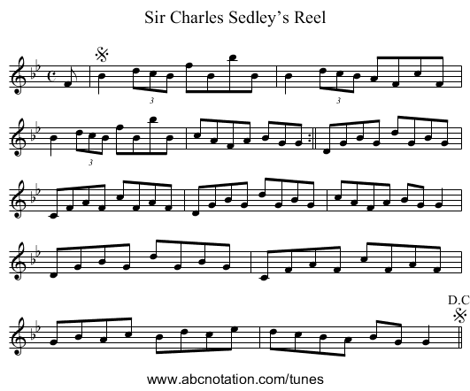 Sir Charles Sedley’s Reel - staff notation