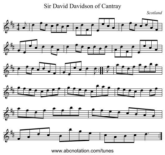 Sir David Davidson of Cantray - staff notation