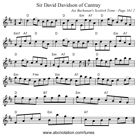 Sir David Davidson of Cantray - staff notation