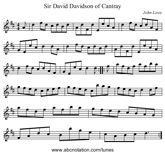 Sir David Davidson of Cantray - staff notation