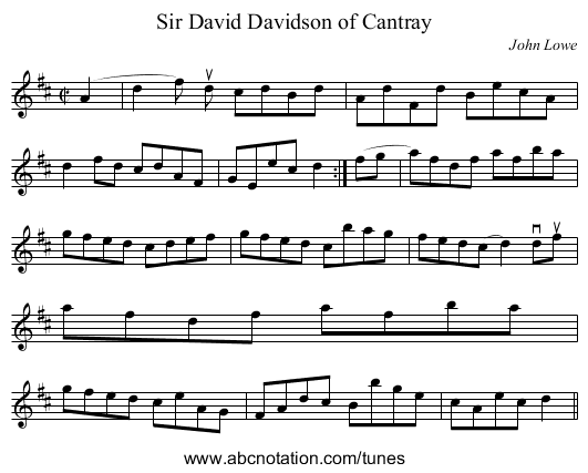 Sir David Davidson of Cantray - staff notation