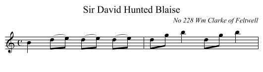 Sir David Hunted Blaise - staff notation