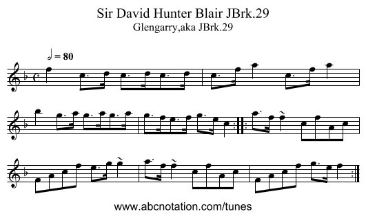 Sir David Hunter Blair JBrk.29 - staff notation