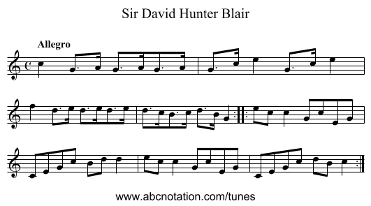 Sir David Hunter Blair - staff notation