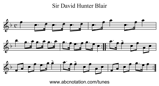 Sir David Hunter Blair - staff notation