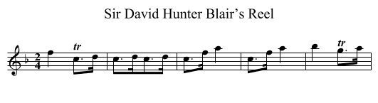 Sir David Hunter Blair’s Reel - staff notation