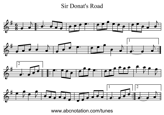 Sir Donat's Road - staff notation