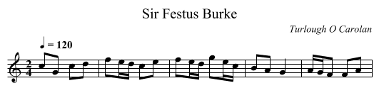 Sir Festus Burke - staff notation