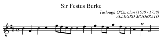 Sir Festus Burke - staff notation