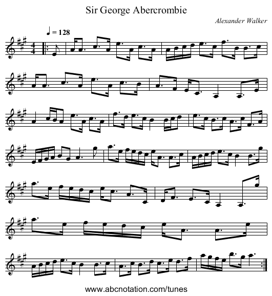 Sir George Abercrombie - staff notation