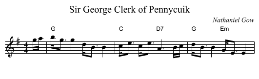 Sir George Clerk of Pennycuik - staff notation