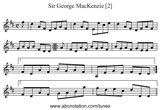 Sir George MacKenzie [2] - staff notation