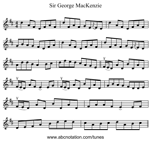 Sir George MacKenzie - staff notation