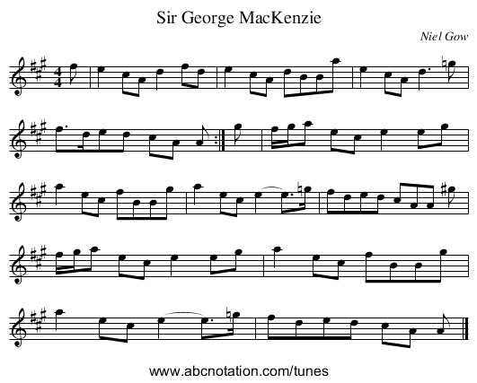 Sir George MacKenzie - staff notation
