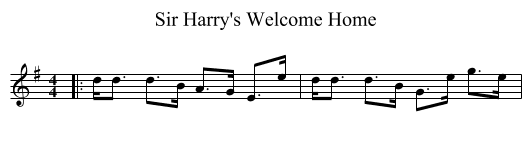 Sir Harry's Welcome Home - staff notation