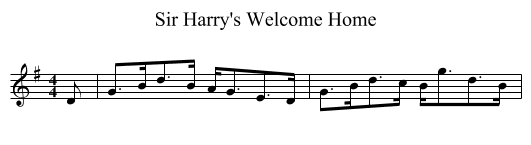 Sir Harry's Welcome Home - staff notation