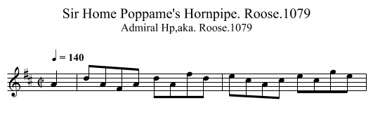 Sir Home Poppame's Hornpipe. Roose.1079 - staff notation