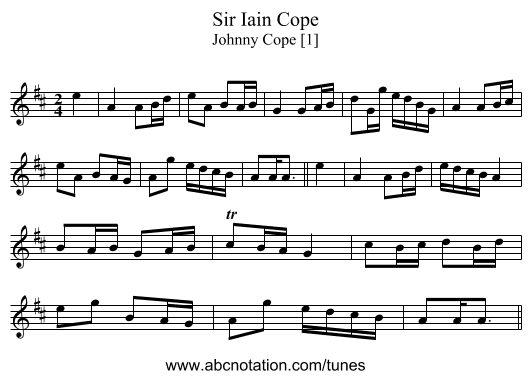 Sir Iain Cope - staff notation