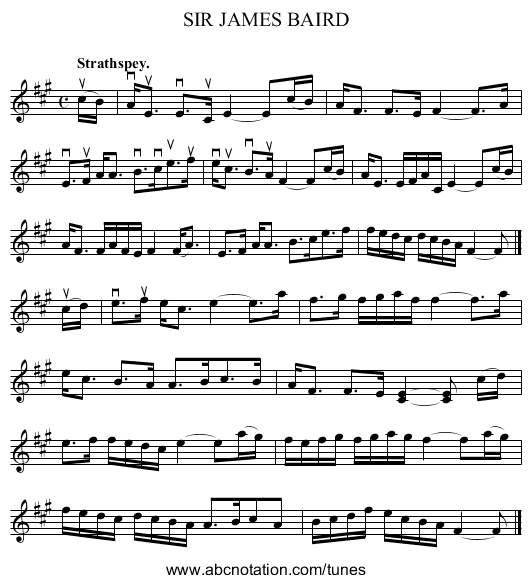 SIR JAMES BAIRD - staff notation