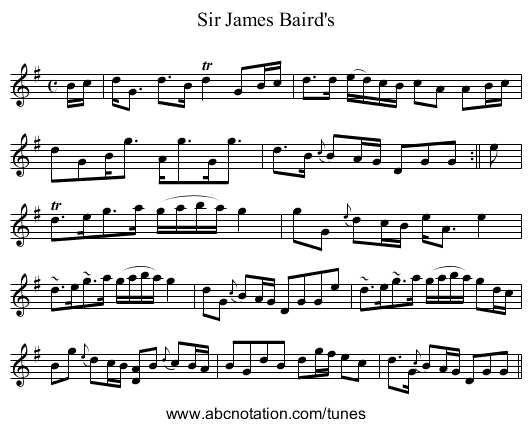 Sir James Baird's - staff notation