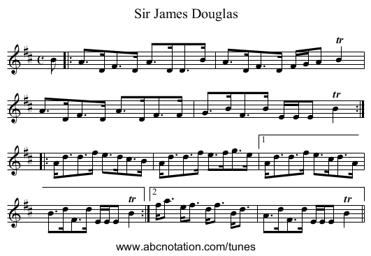 Sir James Douglas - staff notation
