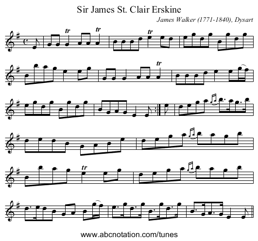 Sir James St. Clair Erskine - staff notation