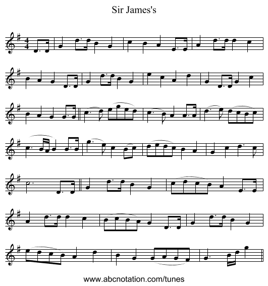 Sir James's - staff notation