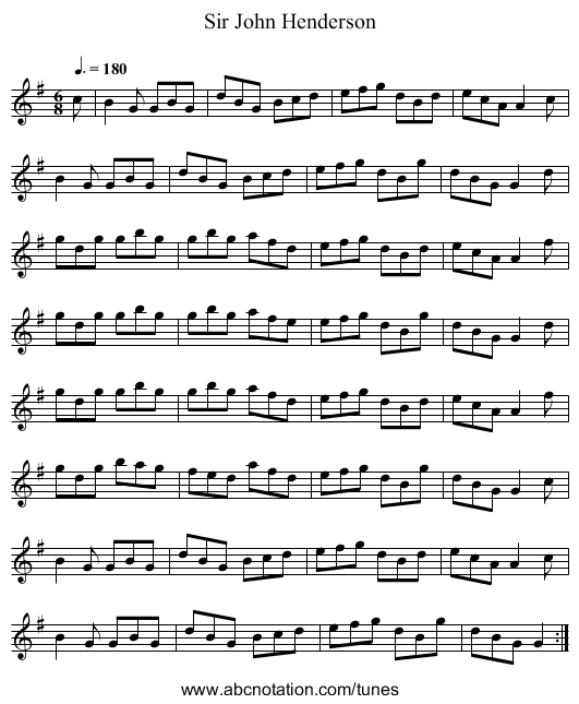 Sir John Henderson - staff notation