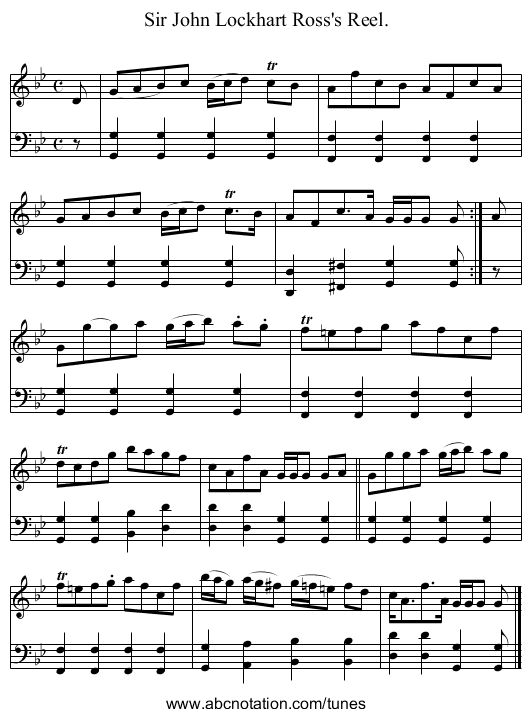 Sir John Lockhart Ross's Reel. - staff notation