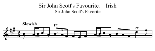 Sir John Scott's Favourite.    Irish - staff notation