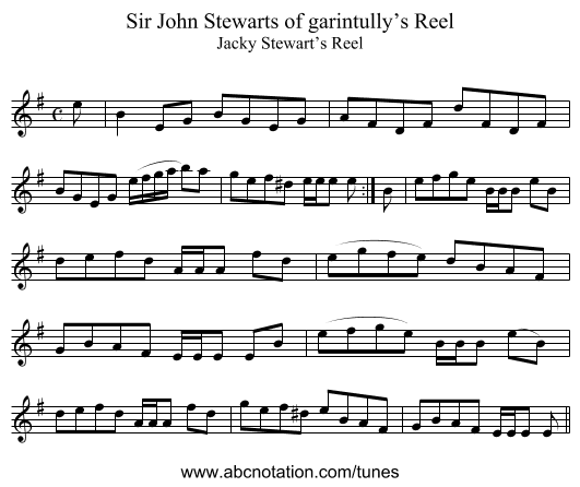 Sir John Stewarts of garintully’s Reel - staff notation