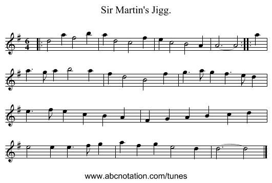 Sir Martin's Jigg. - staff notation