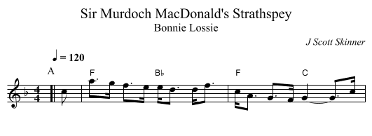 Sir Murdoch MacDonald's Strathspey - staff notation